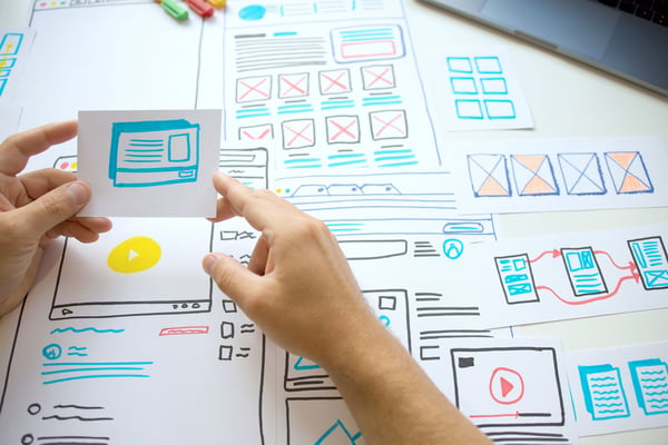 Hand organising illustrations of a process