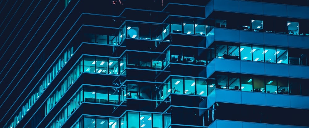 Skyscraper windows at night