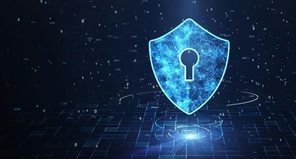 Digital shield that looks like a key hole Digital shield that looks like a key hole